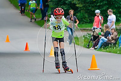 Young Roller skater is on the road Editorial Stock Photo