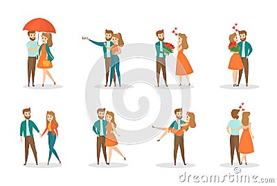 Young romantic couple on a date Vector Illustration