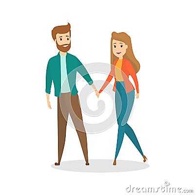 Young romantic couple on a date Vector Illustration