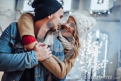 Couple outdoor in winter Stock Photo