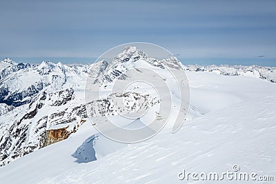 Young`s Peak summit ridge. Seven Steps to Paradise backcountry ski line Stock Photo