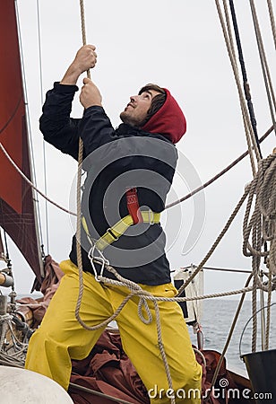 Young sailor at work Stock Photo