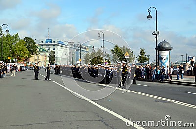 Young sailors on 1 September in Saint-Petersburg Editorial Stock Photo