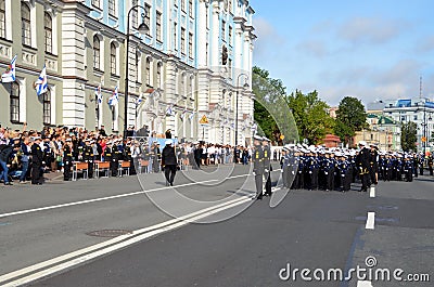 Young sailors on 1 September in Saint-Petersburg Editorial Stock Photo