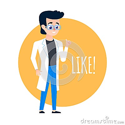 Young Scientist Person. Medical Student Cartoon Vector Illustration