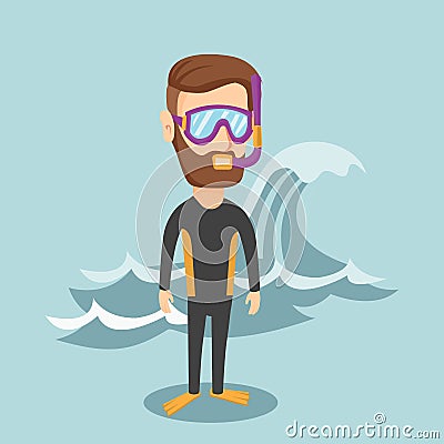 Young scuba diver vector illustration. Vector Illustration