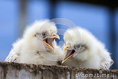 young seagulls squawking for food Stock Photo