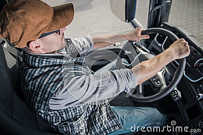 Young Semi Truck Driver Stock Photo