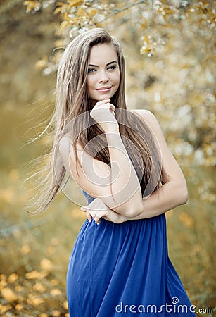 Young sensual model girl - outdoor portrait Stock Photo