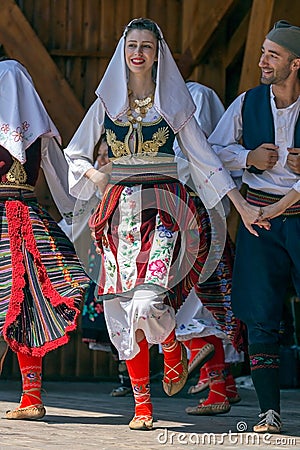 Young Serbian dancers in traditional costume Editorial Stock Photo