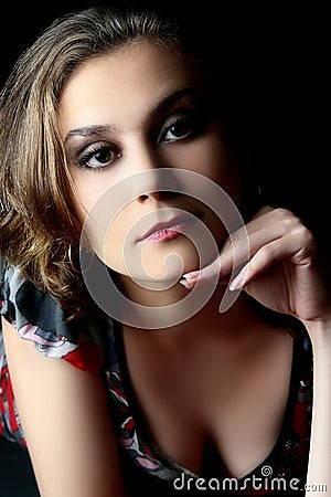 Young serious woman Stock Photo