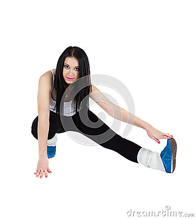 Young brunette spreading legs Stock Photo