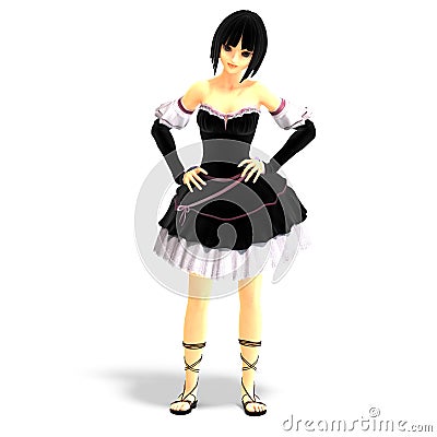 Young cartoon girl in gothic clothes Stock Photo