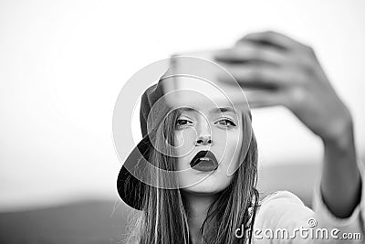 Young girl making selfie Stock Photo