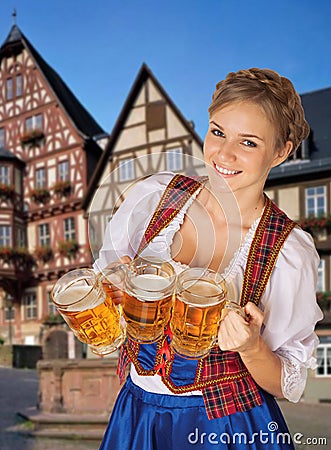 Young Oktoberfest woman Stock Photo