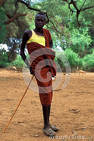 Young shepherd Turkana (Kenya) Editorial Stock Photo