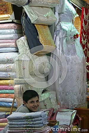 Young Shopkeeper at Al-Madina Souq, Aleppo - Syria Editorial Stock Photo