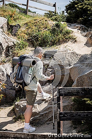 Young short haired female tourist with Stock Photo