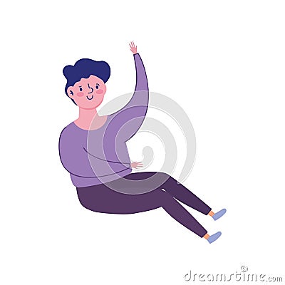 Young sitting pose character isolated icon on white background Vector Illustration