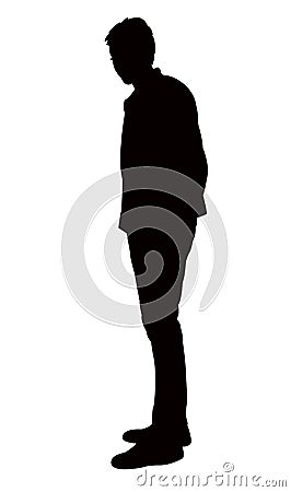 A young slim fit man standing, body silhouette vector Vector Illustration