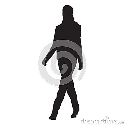 Young slim woman walking, vector silhouette Vector Illustration