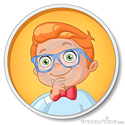 Young smart student boy in glasses thinking. Vector illustration Vector Illustration