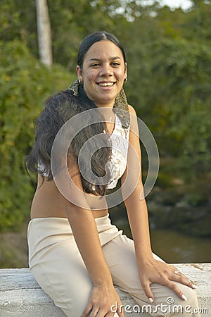 Young smiling Cuban girl in the Valle de Viï¿½ales, in central Cuba Editorial Stock Photo