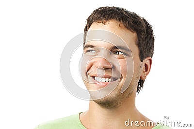 Young smiling happy man eyes isolated on white Stock Photo