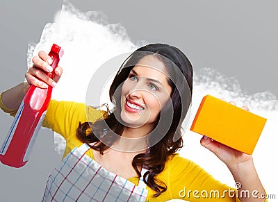 Young smiling housewife. Stock Photo