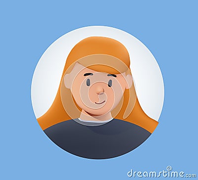 Young smiling woman peeking out and looking from behind round hole. Searching concept. 3d vector people character. Vector Illustration