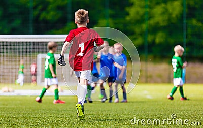 Young Soccer Goalie Goalkeeper. Young Boy Soccer Goalie. Youth Sports Soccer Football Editorial Stock Photo