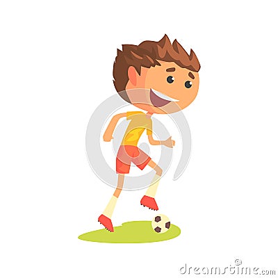 Young soccer player kicking the ball cartoon vector Illustration Vector Illustration