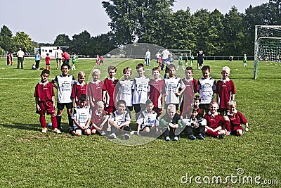 Young soccer player pose proudly for Team Photo Editorial Stock Photo