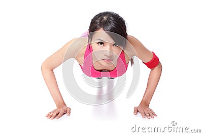 Young sport Woman Doing Push Up Stock Photo