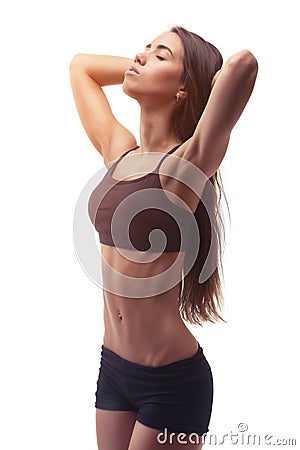 Young sport woman with perfect fitness body Stock Photo