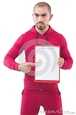 Young sportsman with binder Stock Photo