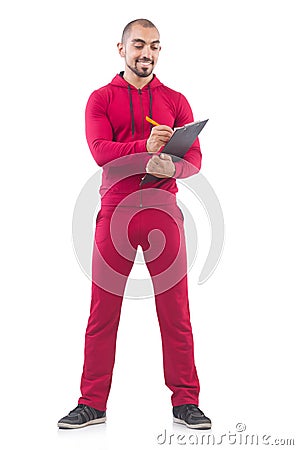 Young sportsman with binder Stock Photo