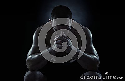 Young sportsman focusing Stock Photo