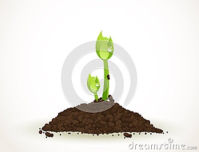 A Young Sprout in Dirt Isolated on White, Eco-friendly abstract background vector stock illustration Vector Illustration