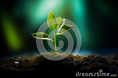 Young sprout of a ficus. Eco concept future earth. Home flower care. Green thinking concept Stock Photo