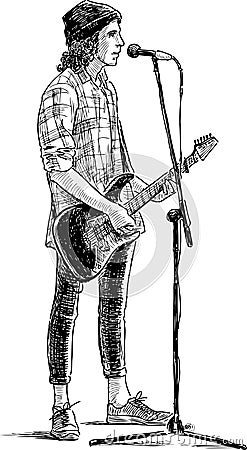 Young street guitarist Vector Illustration