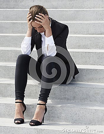 Young stressed businesswoman Stock Photo
