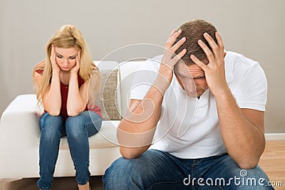Young stressed couple Stock Photo