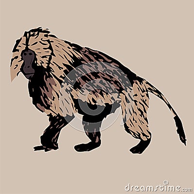 Is a young strong on baboon gelada Vector Illustration