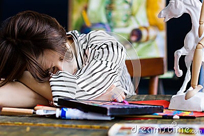 Young student artist at art workplace Stock Photo