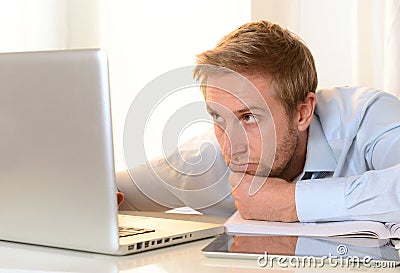 Young Student bored at work Stock Photo