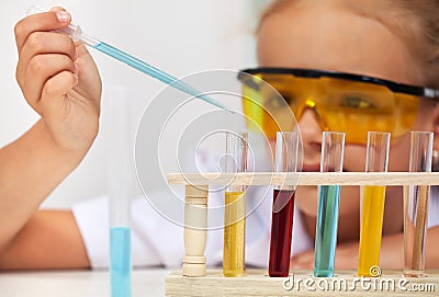 Young student in elementary school science class Stock Photo