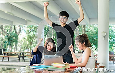 Young Students Group Complete,Finish Reading Book in Classroom Stock Photo