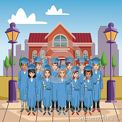 Young students cartoons Vector Illustration