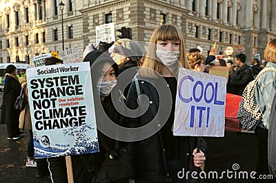 Young students and pupils on strike to protest the climate change Editorial Stock Photo